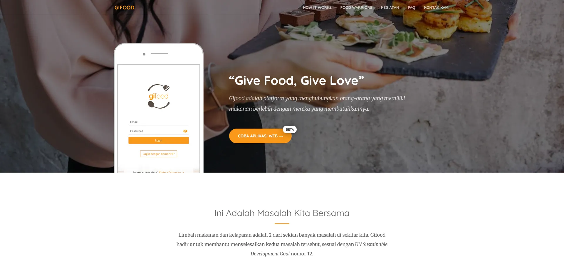 Gifood landing page