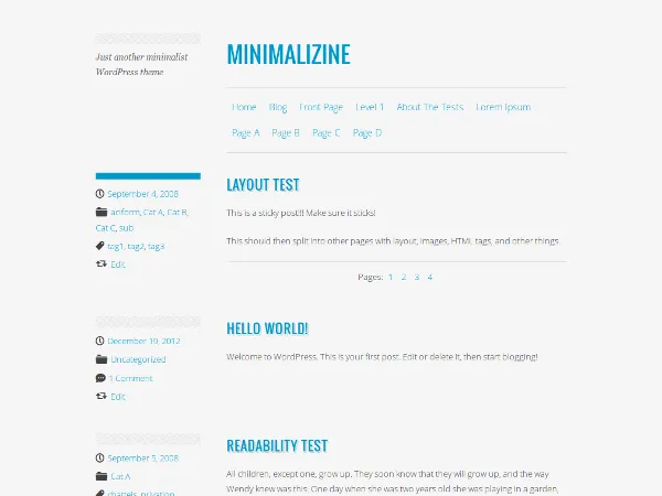 Minimalizine WordPress theme